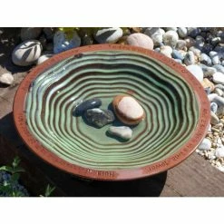 D34cm Echoes Terracotta Bird Bath with 3 Glazed Feet