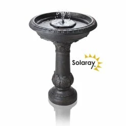 H65cm Windsor Solar Bird Bath Water Feature with Lights & Automation Function by Solaray