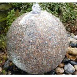 40cm Polished Pink Granite Sphere Water Feature