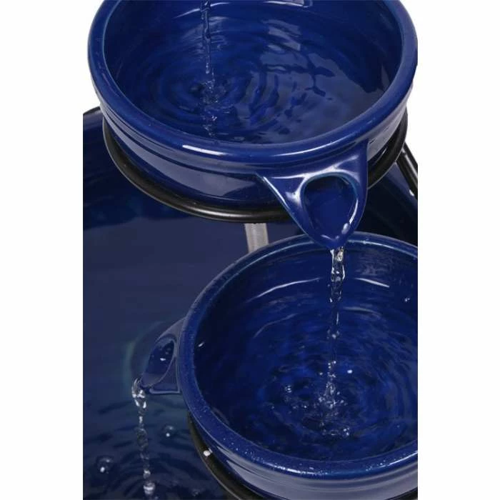 H55cm Blue Solar Ceramic Water Feature with Battery Backup and Lights by Solaray - Image 3