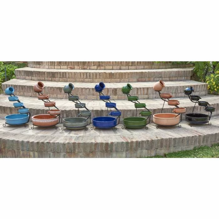H55cm Green Solar Ceramic Water Feature with Battery Backup & LEDs by Solaray - Image 4