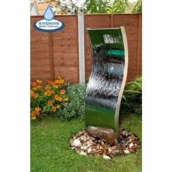 H180cm Double-Sided Curved Stainless Steel Water Wall by Ambienté