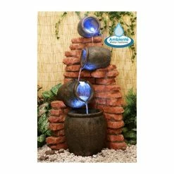 H119cm Regal 4-Tier Oil Jar Water Feature with Lights | Indoor/Outdoor Use by Ambienté