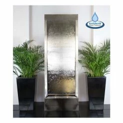 H174cm Giant Brushed Stainless Steel Water Wall Cascade | Indoor/Outdoor Use by Ambienté