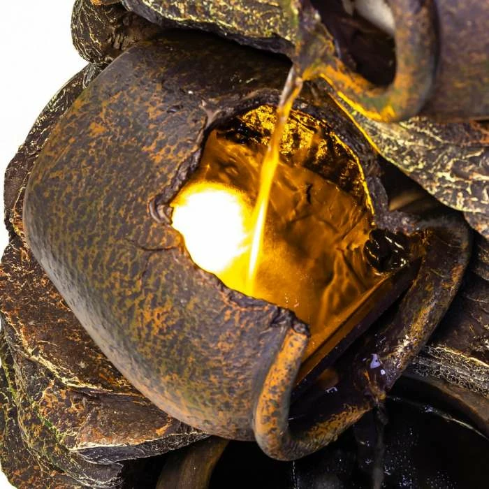 H117cm Noble 4-Tier Oil Jar Water Feature with Lights | Indoor/Outdoor Use by Ambienté - Image 3