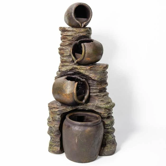 H117cm Noble 4-Tier Oil Jar Water Feature with Lights | Indoor/Outdoor Use by Ambienté - Image 6