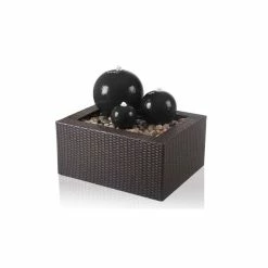 H34cm Triple Sphere Ceramic Water Feature with Lights by Ambienté
