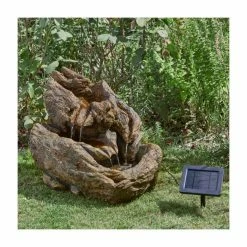 W60cm Log Effect Solar Powered Cascading Water Feature