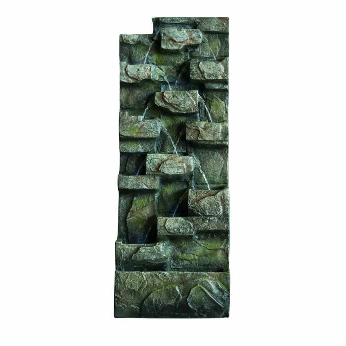 H52cm Brown Water Wall Water Feature with Lights
