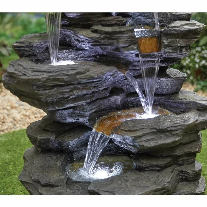 H100cm Hinoki Springs Cascading Water Feature with Lights - Image 4