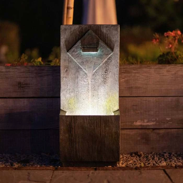 82cm Rustic Wooden Wall Cascading Water Feature By Ambienté - Image 2