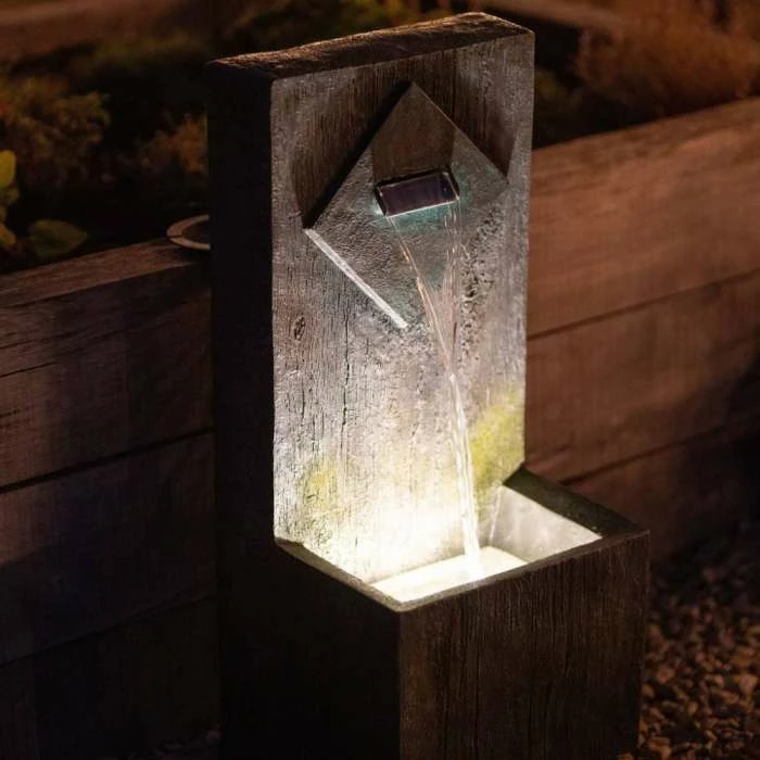 82cm Rustic Wooden Wall Cascading Water Feature By Ambienté - Image 3