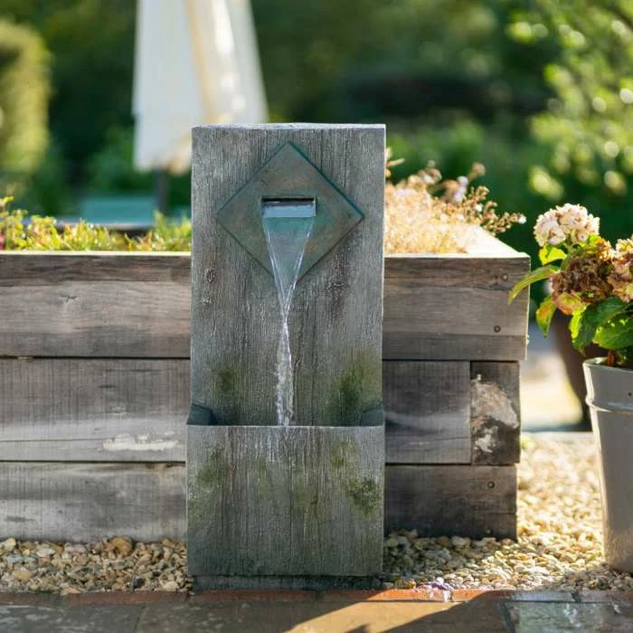 82cm Rustic Wooden Wall Cascading Water Feature By Ambienté - Image 4