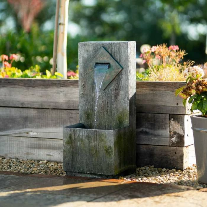 82cm Rustic Wooden Wall Cascading Water Feature By Ambienté - Image 7