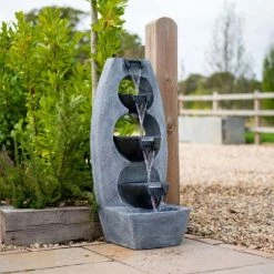 102cm 5 Tier Stone Effect Pouring Bowls Cascading Water Feature By Ambienté