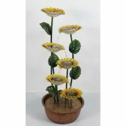 Potted Sunflower Tiered Cascading Zinc Water Feature By Ambienté