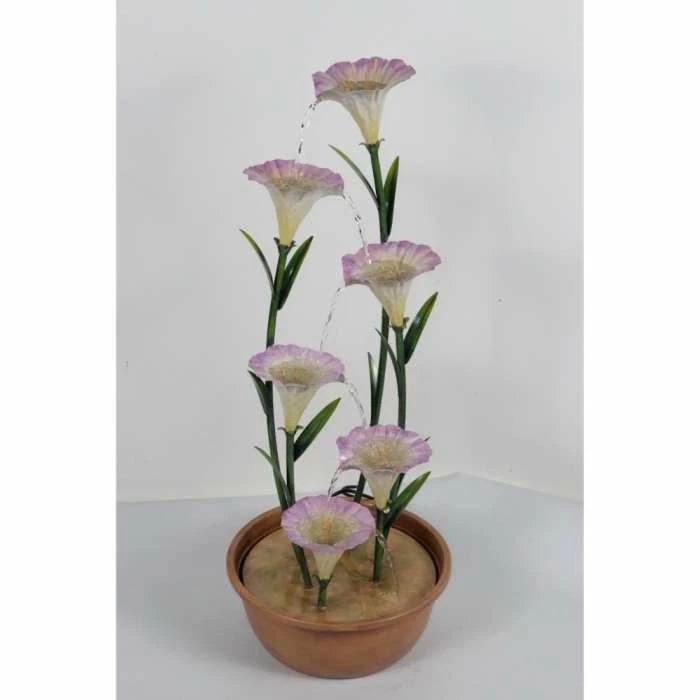 Potted Pink Lily Tiered Cascading Zinc Water Feature By Ambienté