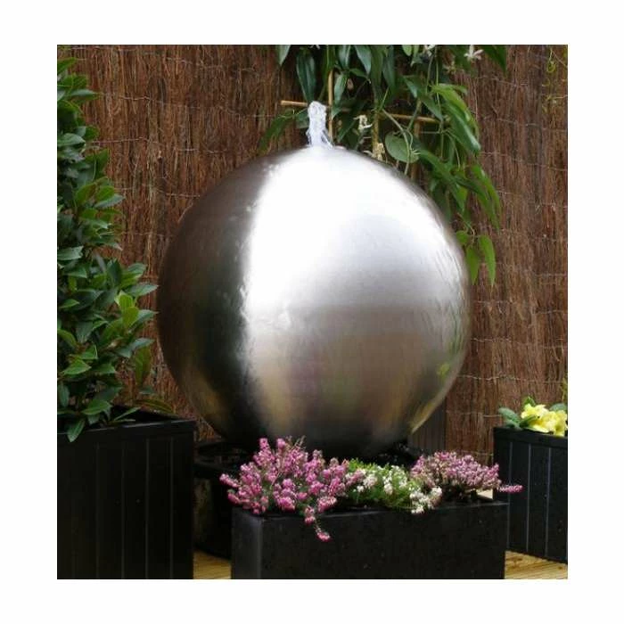 H75cm Brushed Sphere Stainless Steel Water Feature with Lights by Ambienté - Image 5