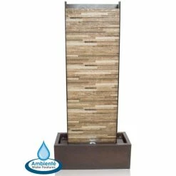 H120cm Venturi Wall Zinc & Brick Stone Water Feature with Lights by Ambienté
