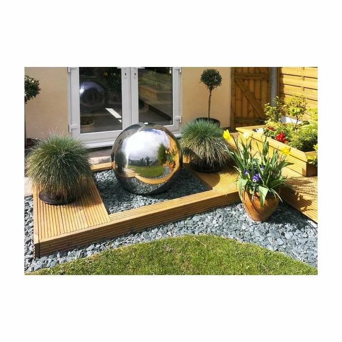 W4ft Polished Stainless Steel Water Feature with Lights - By Ambienté - Image 4
