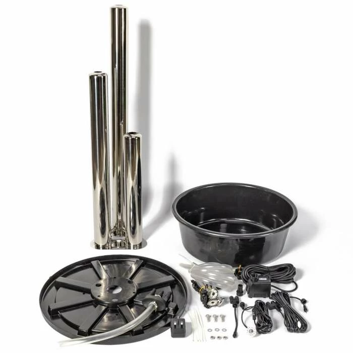 H121cm 3 Polished Tubes Stainless Steel Water Feature with Lights | Indoor/Outdoor Use by Ambienté - Image 7