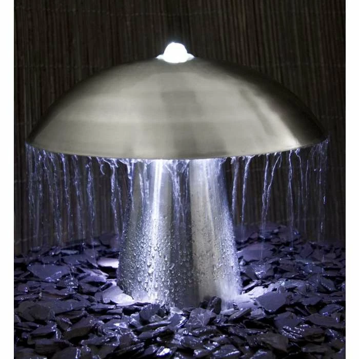H49cm Abbey Falls Mushroom Stainless Steel Water Feature with Lights by Ambienté - Image 4