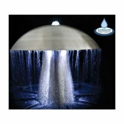 H49cm Abbey Falls Mushroom Stainless Steel Water Feature with Lights by Ambienté
