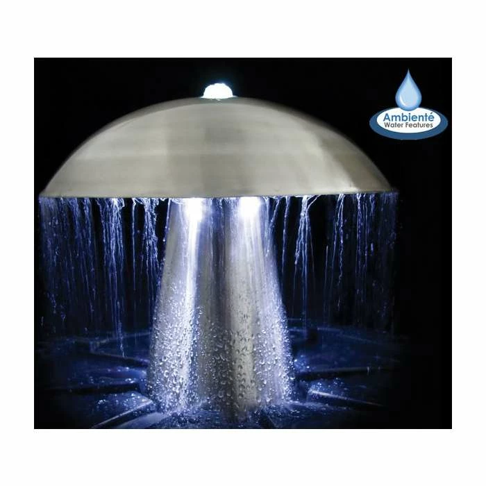H49cm Abbey Falls Mushroom Stainless Steel Water Feature with Lights by Ambienté