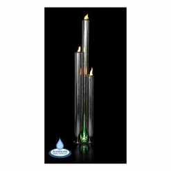 H135cm Kohala 3 Tubes Fire & Water Feature with Colour LEDs | Indoor/Outdoor Use by Ambienté