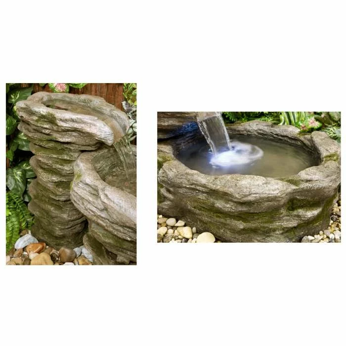 H63cm Cascading Stone River Water Feature with Lights | Indoor/Outdoor Use by Ambienté - Image 5