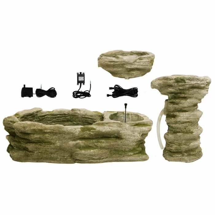 H63cm Cascading Stone River Water Feature with Lights | Indoor/Outdoor Use by Ambienté - Image 7