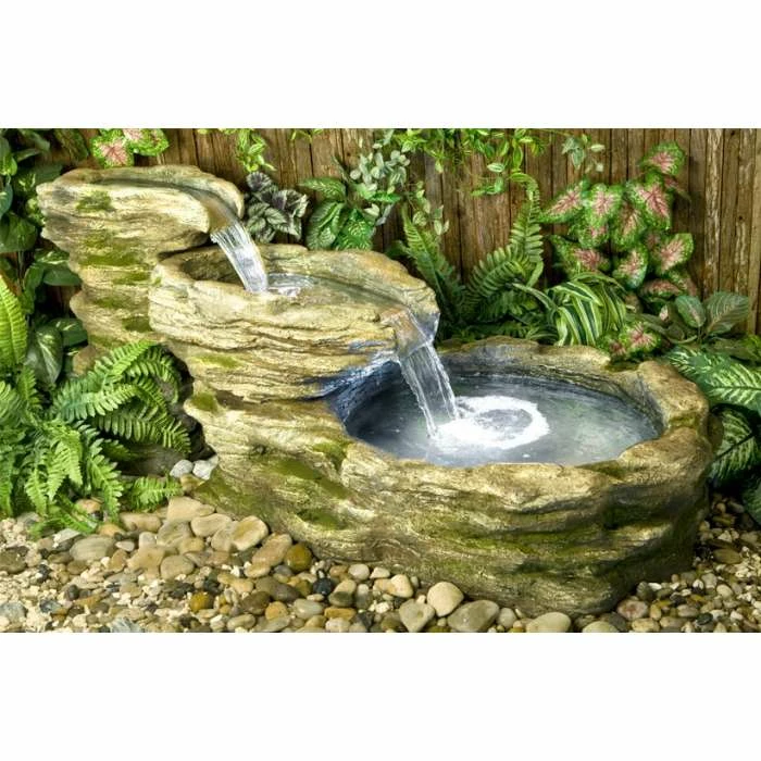 H63cm Cascading Stone River Water Feature with Lights | Indoor/Outdoor Use by Ambienté - Image 2