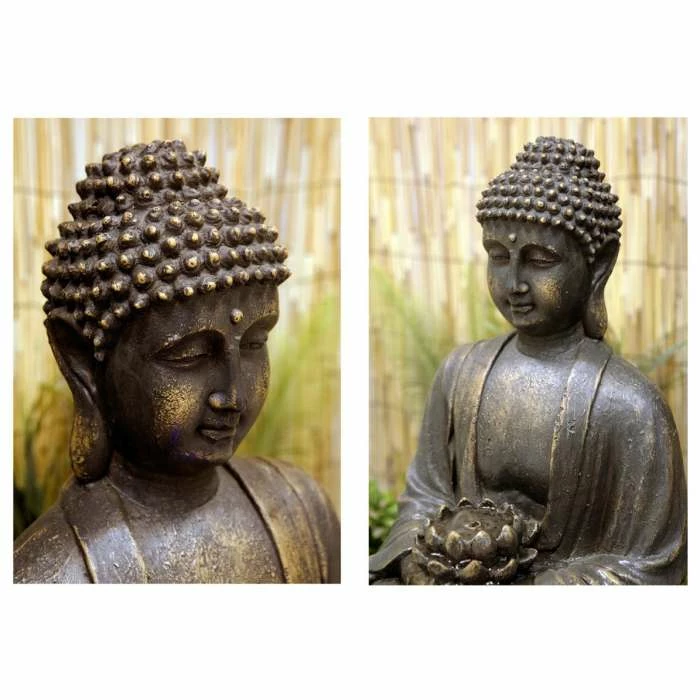 H57cm Blossoming Buddha Water Feature with Lights | Indoor/Outdoor Use by Ambienté - Image 3