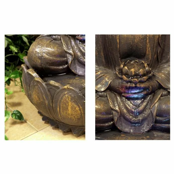 H57cm Blossoming Buddha Water Feature with Lights | Indoor/Outdoor Use by Ambienté - Image 4