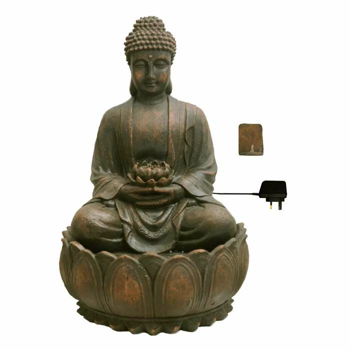 H57cm Blossoming Buddha Water Feature with Lights | Indoor/Outdoor Use by Ambienté - Image 5