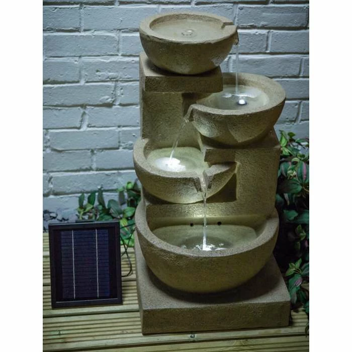 H72cm Kendal 4-Tier Cascading Solar Water Feature with Lights by Solaray - Image 4