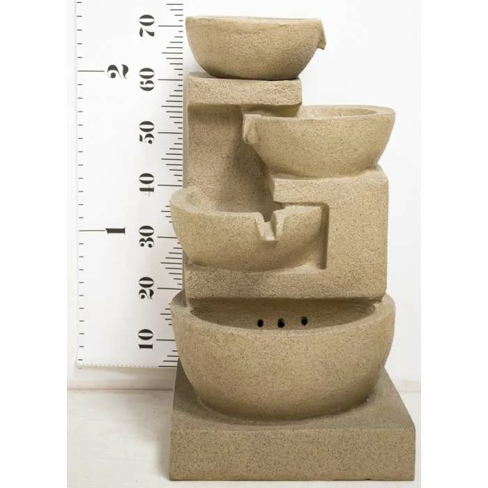 H72cm Kendal 4-Tier Cascading Solar Water Feature with Lights by Solaray - Image 6