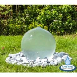 W30cm Translucent Sphere Water Feature with Colour Changing LEDs by Ambienté