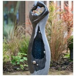 H115cm Couple Rain Effect Water Feature with LED Light | Indoor/Outdoor Use