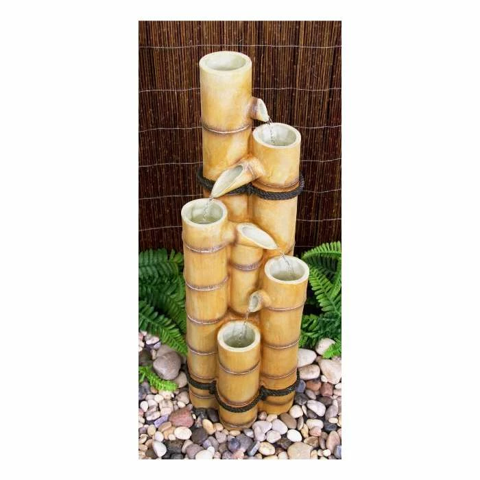 H88cm Ginko 5-Tier Bamboo Water Feature by Ambienté - Image 3