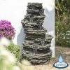 H147cm 8-Tier Rock Cascade Water Feature with Lights | Indoor/Outdoor Use by Ambienté