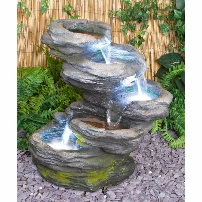 H56cm Sanke Steps 5-Tier Cascading Water Feature with Lights by Ambienté - Image 6