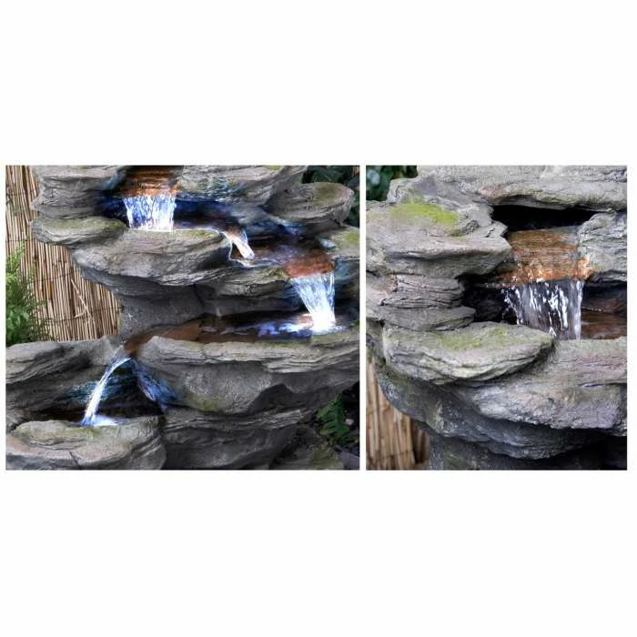 H65cm Ogen River Leap 4-Tier Cascading Water Feature with Lights | Indoor/Outdoor Use by Ambienté - Image 3