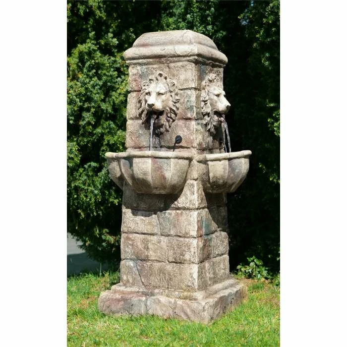 H100cm Majestic Lion Water Feature with Lights | Indoor/Outdoor Use by Ambienté