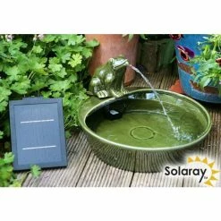 35cm Frog Solar Ceramic Water Feature by Solaray