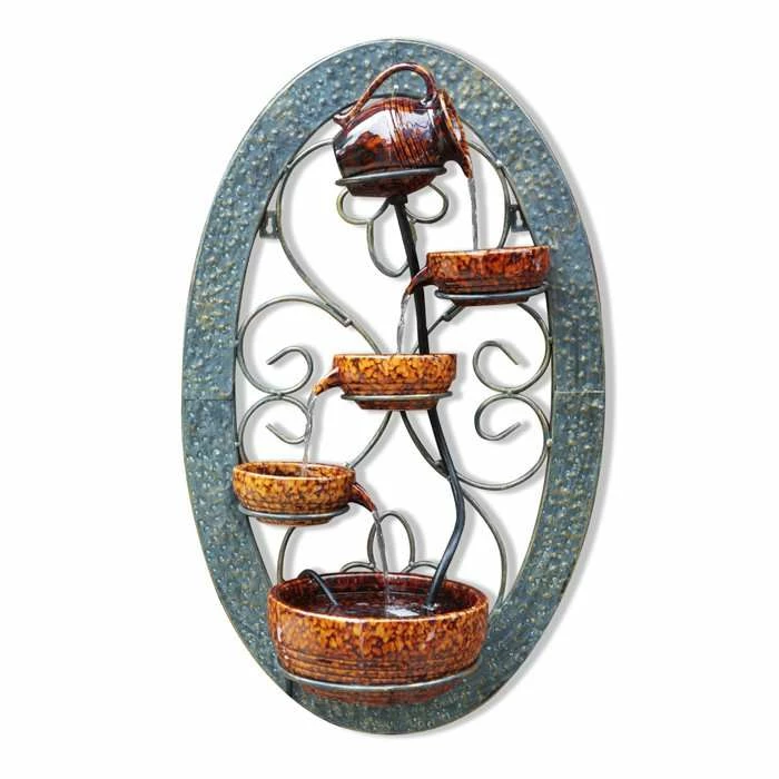 H78cm Tortoise Shell Wall-Mounted Cascading Water Feature by Ambienté - Image 6