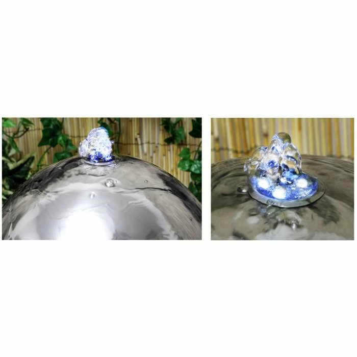 H76cm Eclipse Sphere Stainless Steel Water Feature with Lights by Ambienté - Image 4