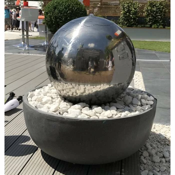 H76cm Eclipse Sphere Stainless Steel Water Feature with Lights by Ambienté - Image 7