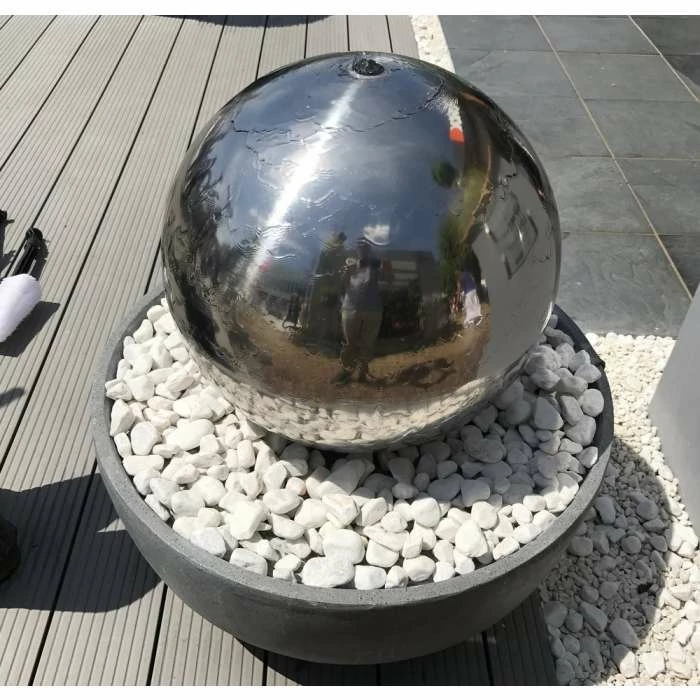 H76cm Eclipse Sphere Stainless Steel Water Feature with Lights by Ambienté - Image 8