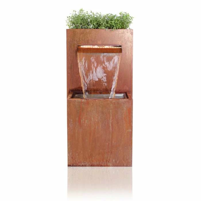 H89cm Halton Corten Steel Waterfall Cascade Planter with Lights by Ambienté - Image 2